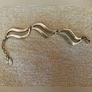 Silver Tone Geometric Wave Chain‎ Link Boho Bracelet